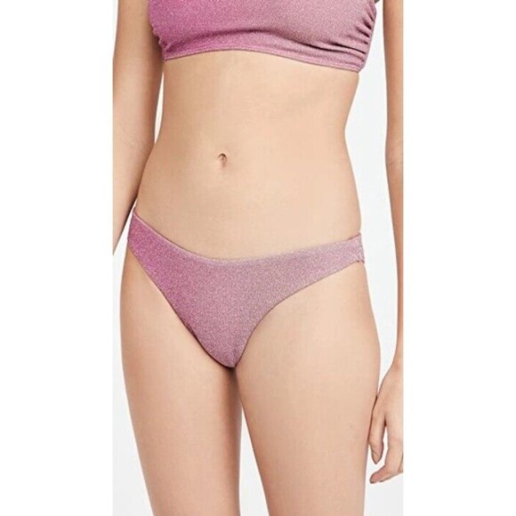 BEACH RIOT Island Bikini Bottom Pink Shine Ombre Lurex - Picture 1 of 5